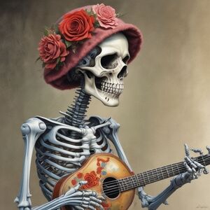 Skeleton with Guitar Art Print